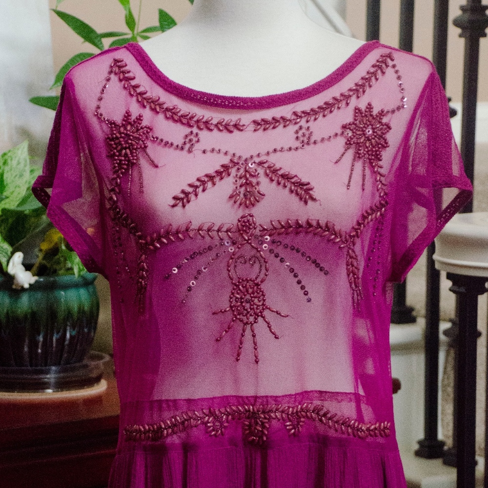 Free People Sheer Beaded Tunic Tunic/Dress